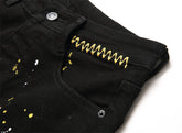 Schwarze Herrenjeans mit goldenem Aufdruck